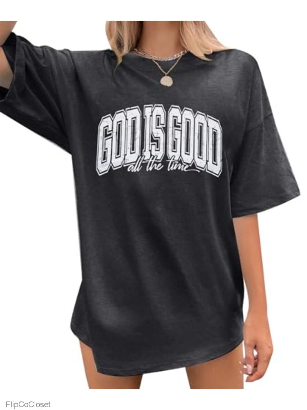 Christian God Is Good Shirt Women Oversized Jesus Tee Short Sleeve